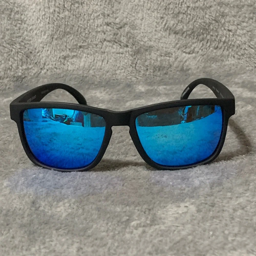 Foster Grant Polarized Sunglasses Black Blue Mirror YMA 1803 BLK BLU MIR POL